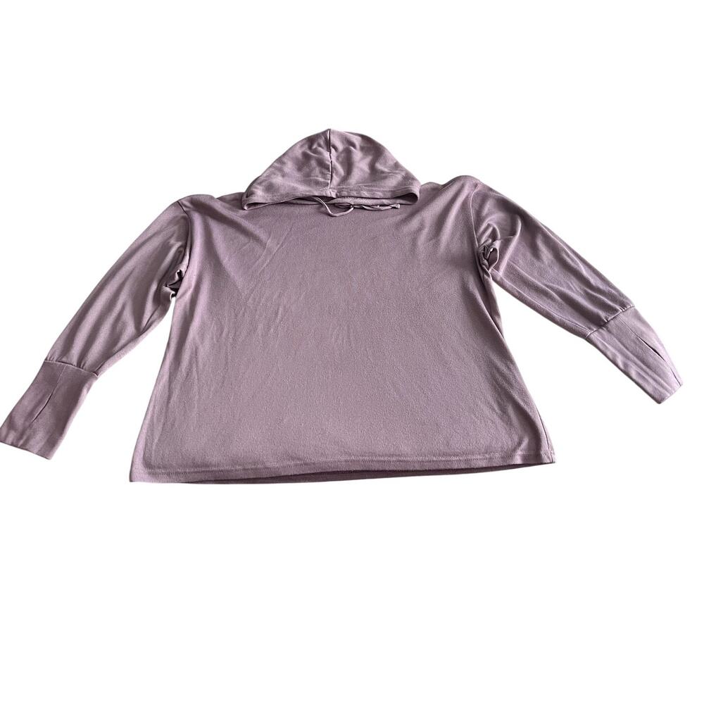 West Loop Women’s Large Mauve Pink Hooded Tunic Top Long Sleeve Stretch
